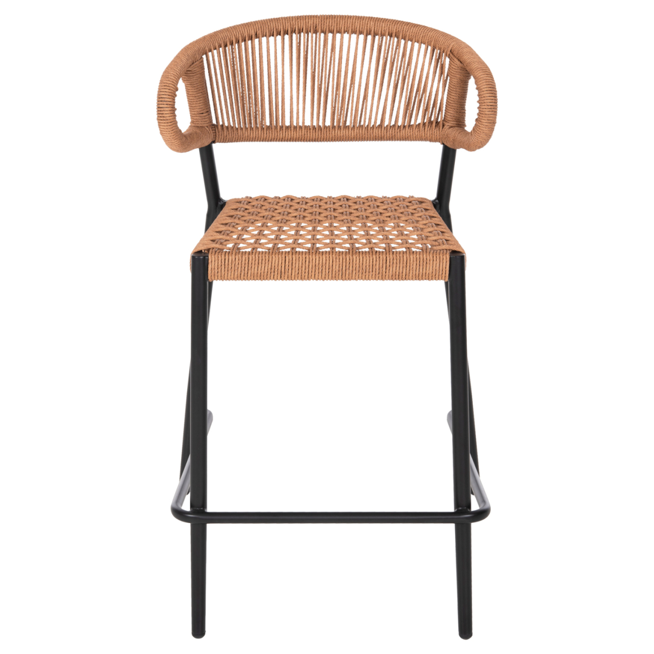 BAR STOOL MEDIUM HEIGHT EULO HM6087.03 ALUMINUM BLACK-SYNTHETIC RATTAN 60x56,5x99Hcm. [3]