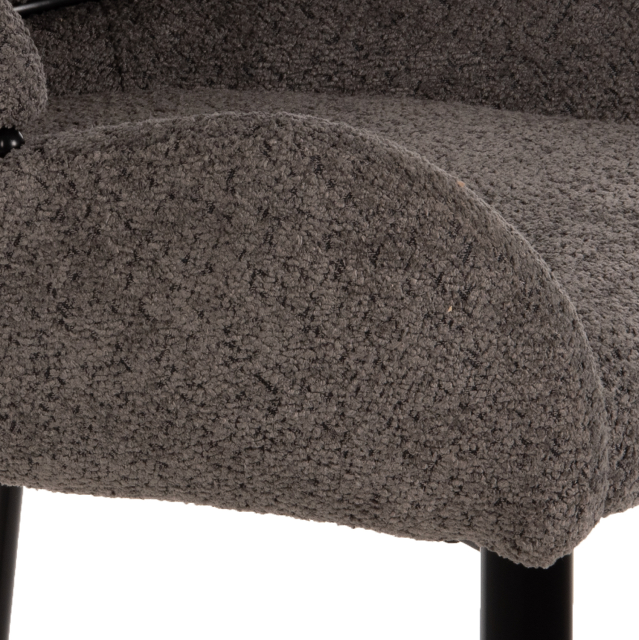 BAR STOOL MEDIUM HEIGHT HM8586.01 GREY BOUCLE FABRIC-BLACK METAL LEGS 55x62x105H cm. [8]
