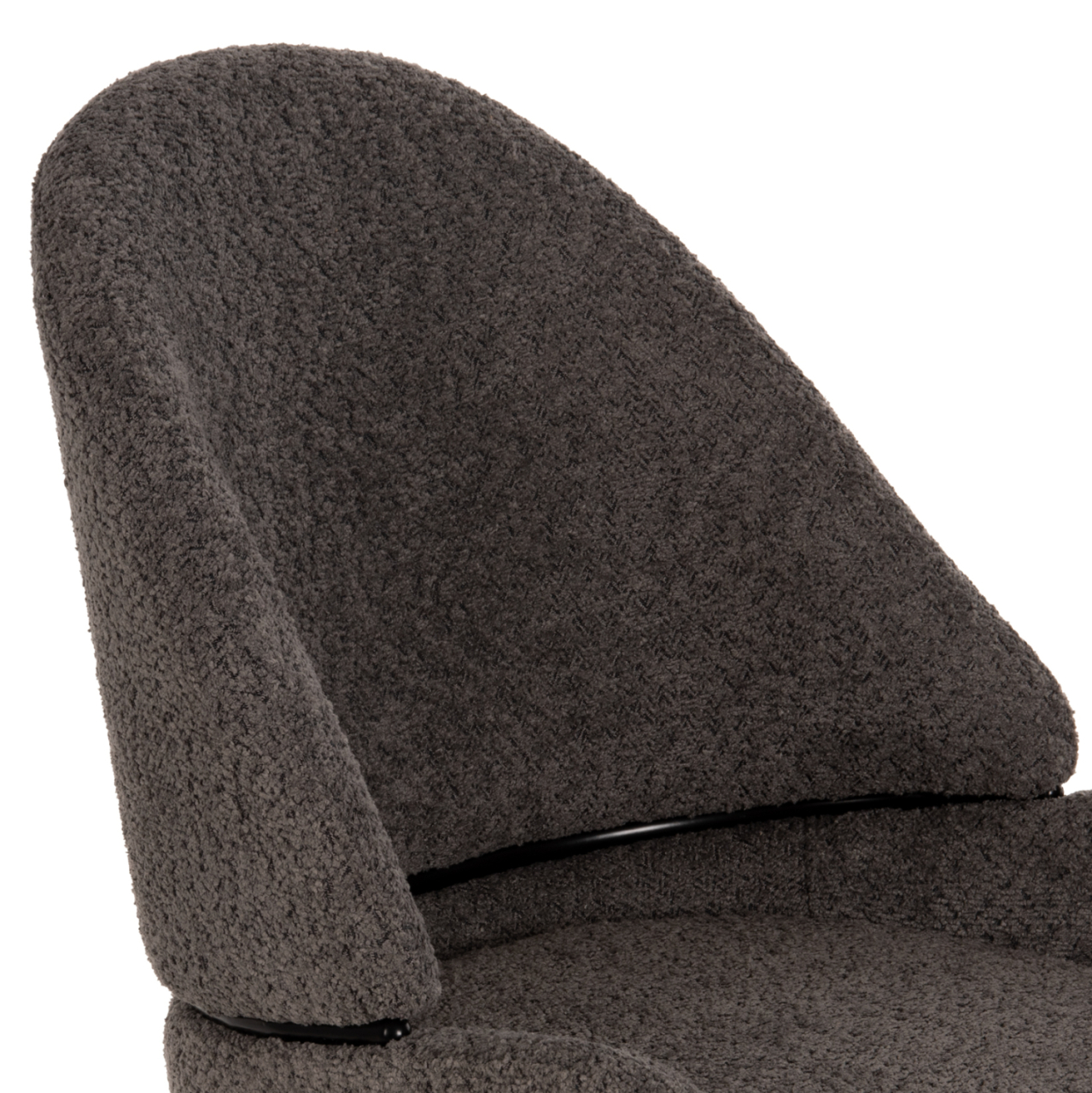 BAR STOOL MEDIUM HEIGHT HM8586.01 GREY BOUCLE FABRIC-BLACK METAL LEGS 55x62x105H cm. [7]