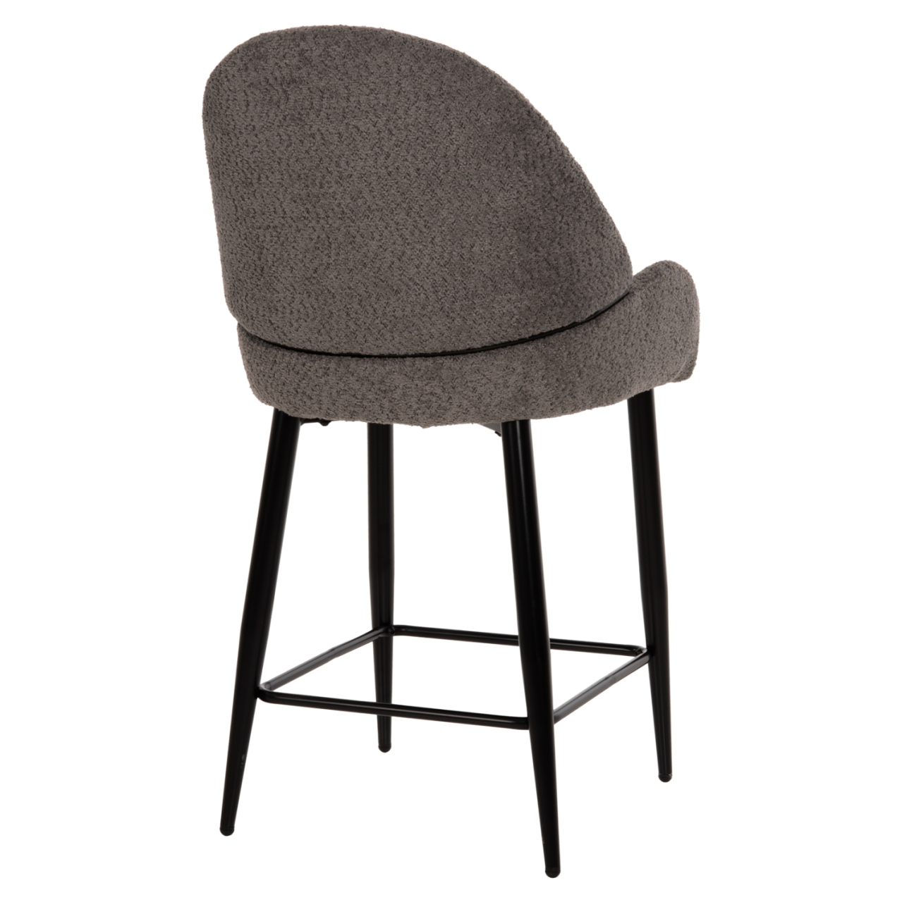 BAR STOOL MEDIUM HEIGHT HM8586.01 GREY BOUCLE FABRIC-BLACK METAL LEGS 55x62x105H cm. [5]