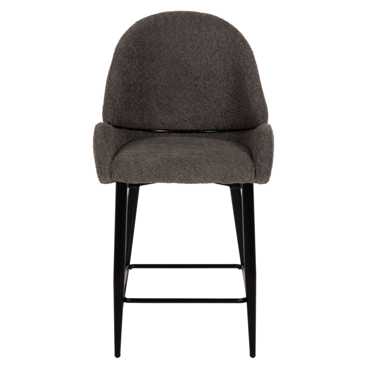 BAR STOOL MEDIUM HEIGHT HM8586.01 GREY BOUCLE FABRIC-BLACK METAL LEGS 55x62x105H cm. [3]