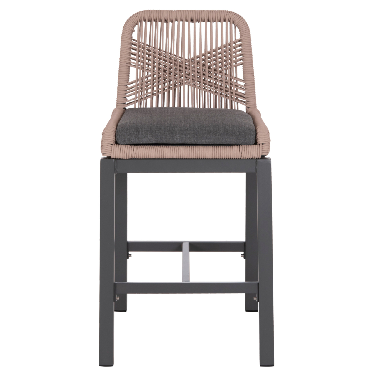 BAR STOOL MEDIUM HEIGHT HOWARD HM5791.21 ALUMINUM IN ANTHRACITE--BEIGE ROPE 47.5x55x94.5Hcm. [3]