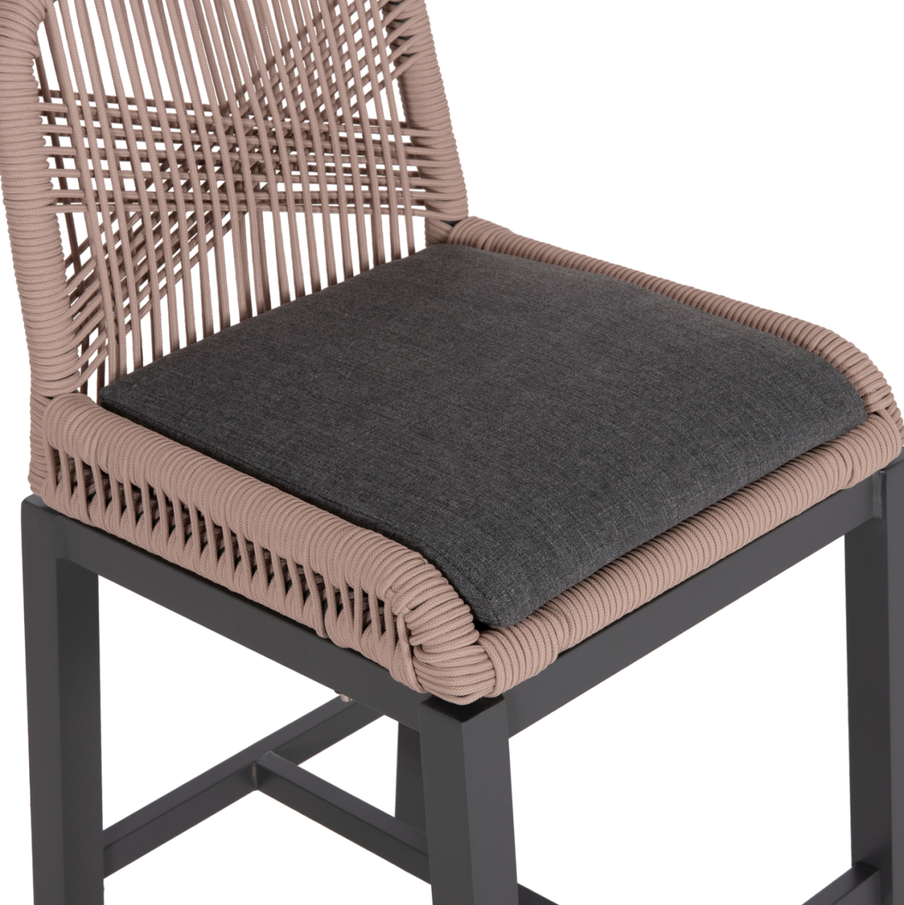 BAR STOOL MEDIUM HEIGHT HOWARD HM5791.21 ALUMINUM IN ANTHRACITE--BEIGE ROPE 47.5x55x94.5Hcm. [8]