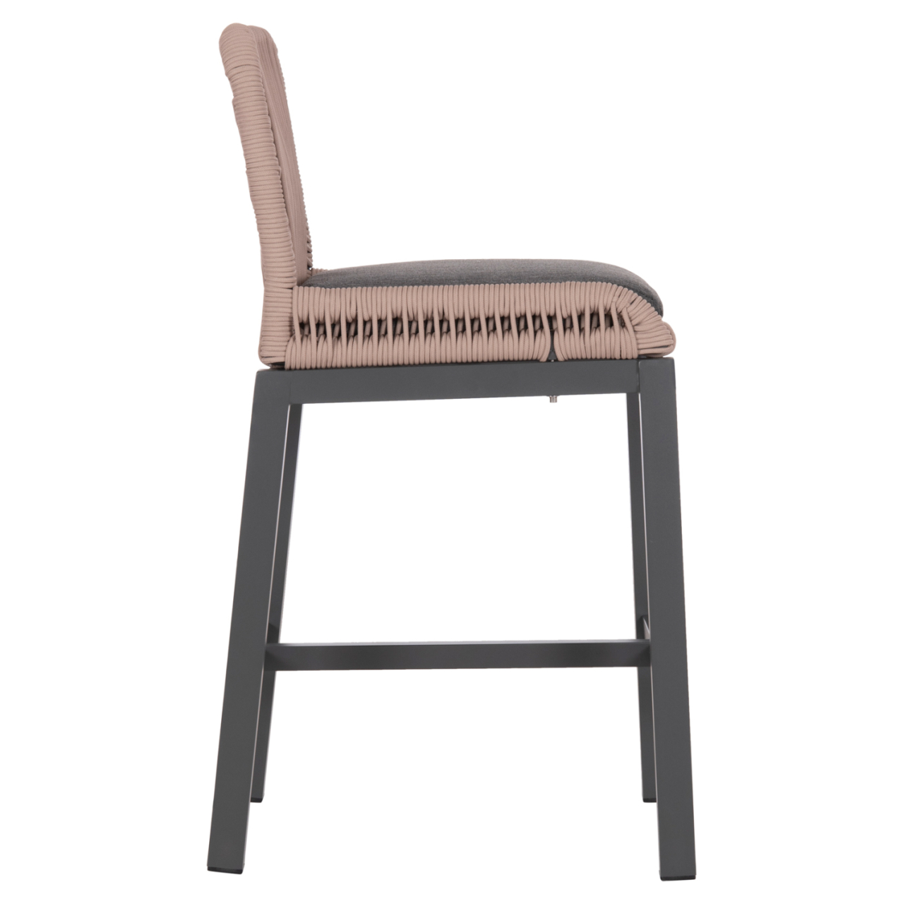 BAR STOOL MEDIUM HEIGHT HOWARD HM5791.21 ALUMINUM IN ANTHRACITE--BEIGE ROPE 47.5x55x94.5Hcm. [4]