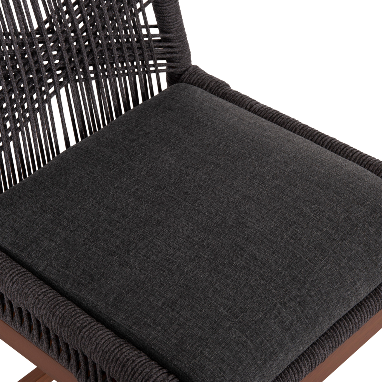 BAR STOOL MEDIUM HEIGHT HOWARD HM5791.22 ALUMINUM IN BROWN--DARK GREY ROPE 47.5x55x94.5Hcm. [8]