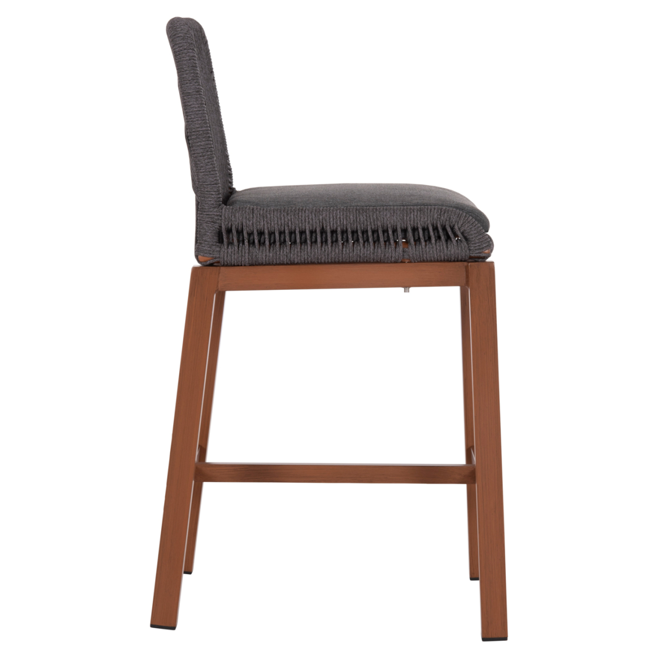 BAR STOOL MEDIUM HEIGHT HOWARD HM5791.22 ALUMINUM IN BROWN--DARK GREY ROPE 47.5x55x94.5Hcm. [4]
