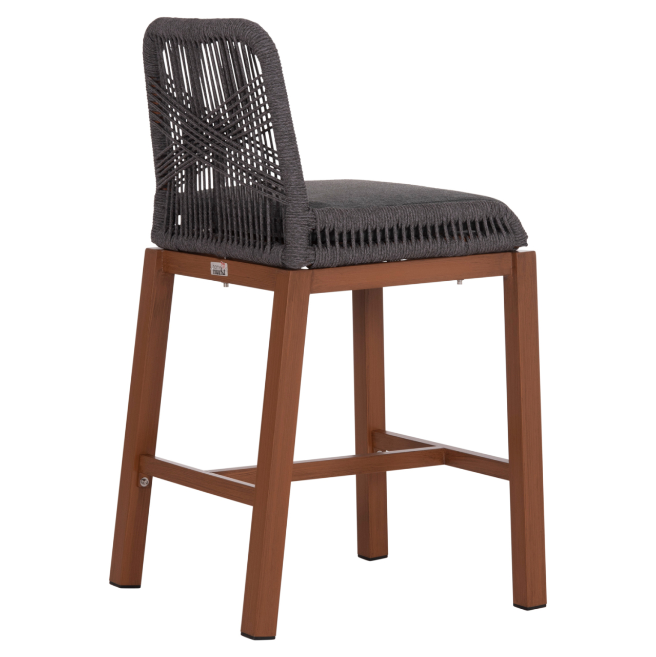 BAR STOOL MEDIUM HEIGHT HOWARD HM5791.22 ALUMINUM IN BROWN--DARK GREY ROPE 47.5x55x94.5Hcm. [5]