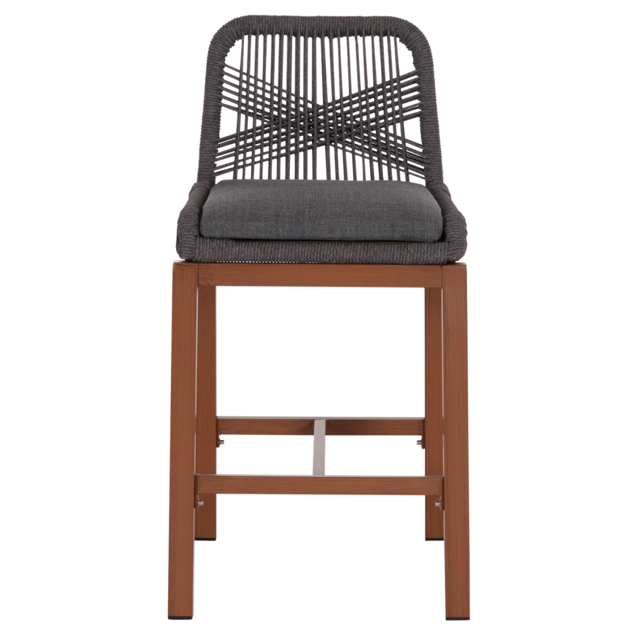 BAR STOOL MEDIUM HEIGHT HOWARD HM5791.22 ALUMINUM IN BROWN--DARK GREY ROPE 47.5x55x94.5Hcm. [3]