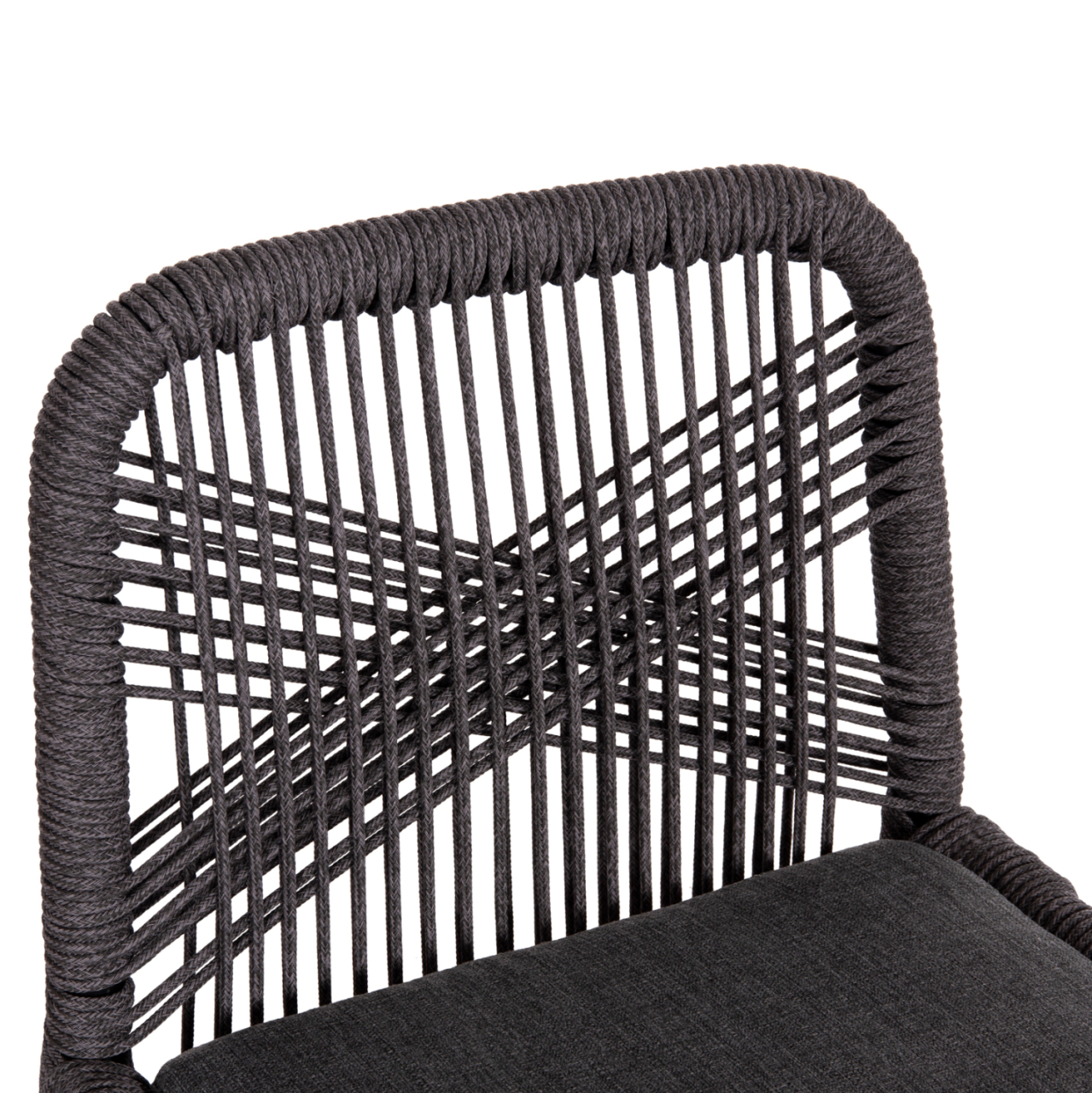BAR STOOL MEDIUM HEIGHT HOWARD HM5791.23 ALUMINUM IN BLACK--DARK GREY ROPE 47.5x55x94.5Hcm. [7]