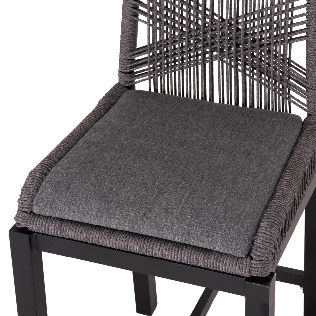 BAR STOOL MEDIUM HEIGHT HOWARD HM5791.23 ALUMINUM IN BLACK--DARK GREY ROPE 47.5x55x94.5Hcm. [8]