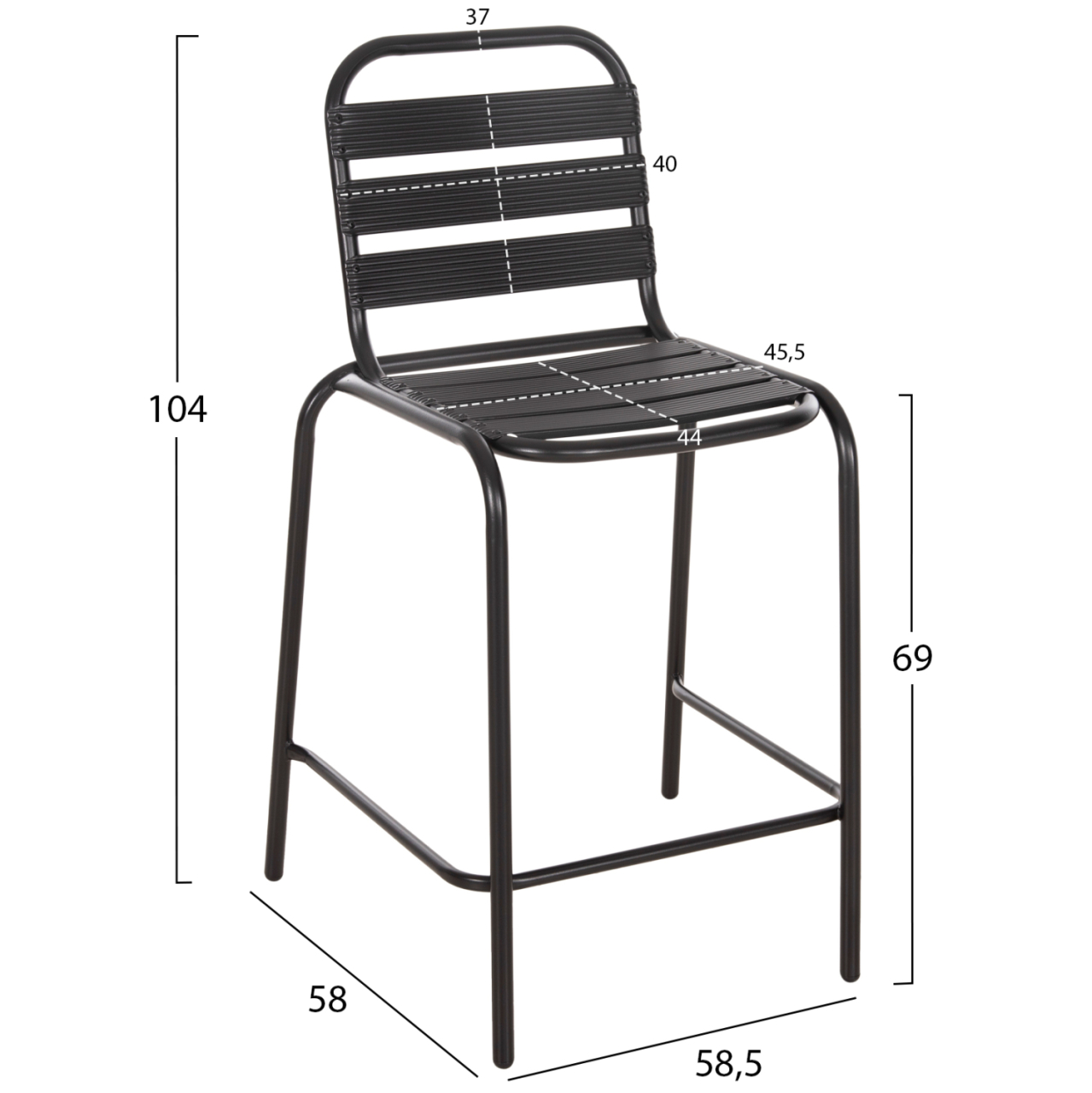 BAR STOOL MEDIUM HEIGHT LAURA HM6065.03 METAL FRAME AND ALUMINUM IN BLACK 58.5x58x104H cm. [2]