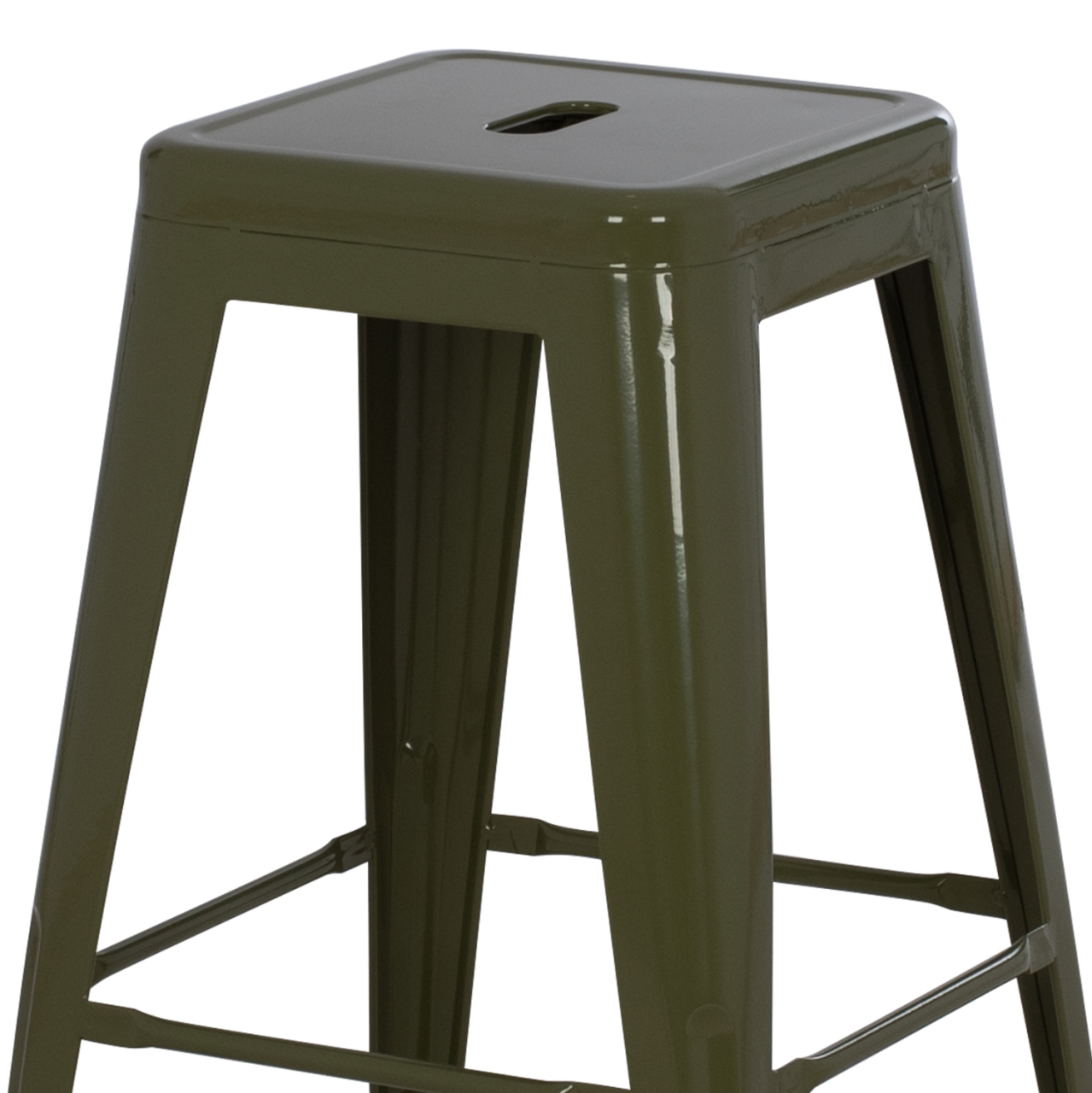 BAR STOOL MEDIUM HEIGHT MELITA-PRO HM8573.43 METAL IN DARK OLIVE GREEN 43x43x67Hcm. [4]