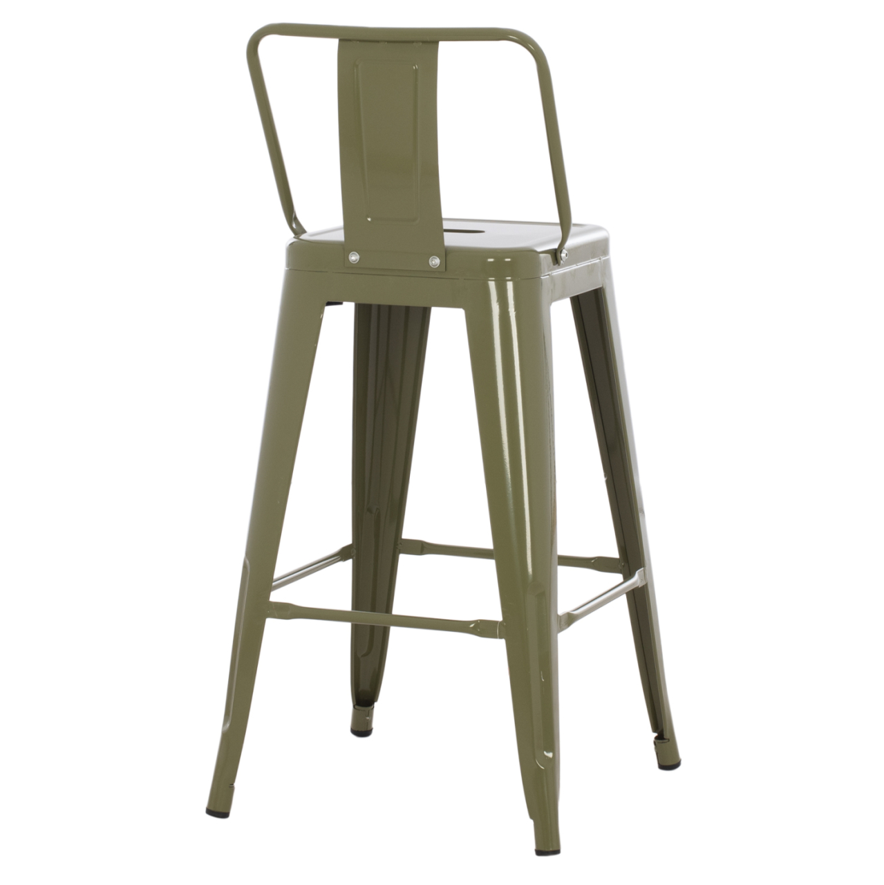 BAR STOOL MEDIUM HEIGHT MELITA-PRO HM8574.43 METAL IN DARK OLIVE GREEN 43x43x88Hcm. [5]