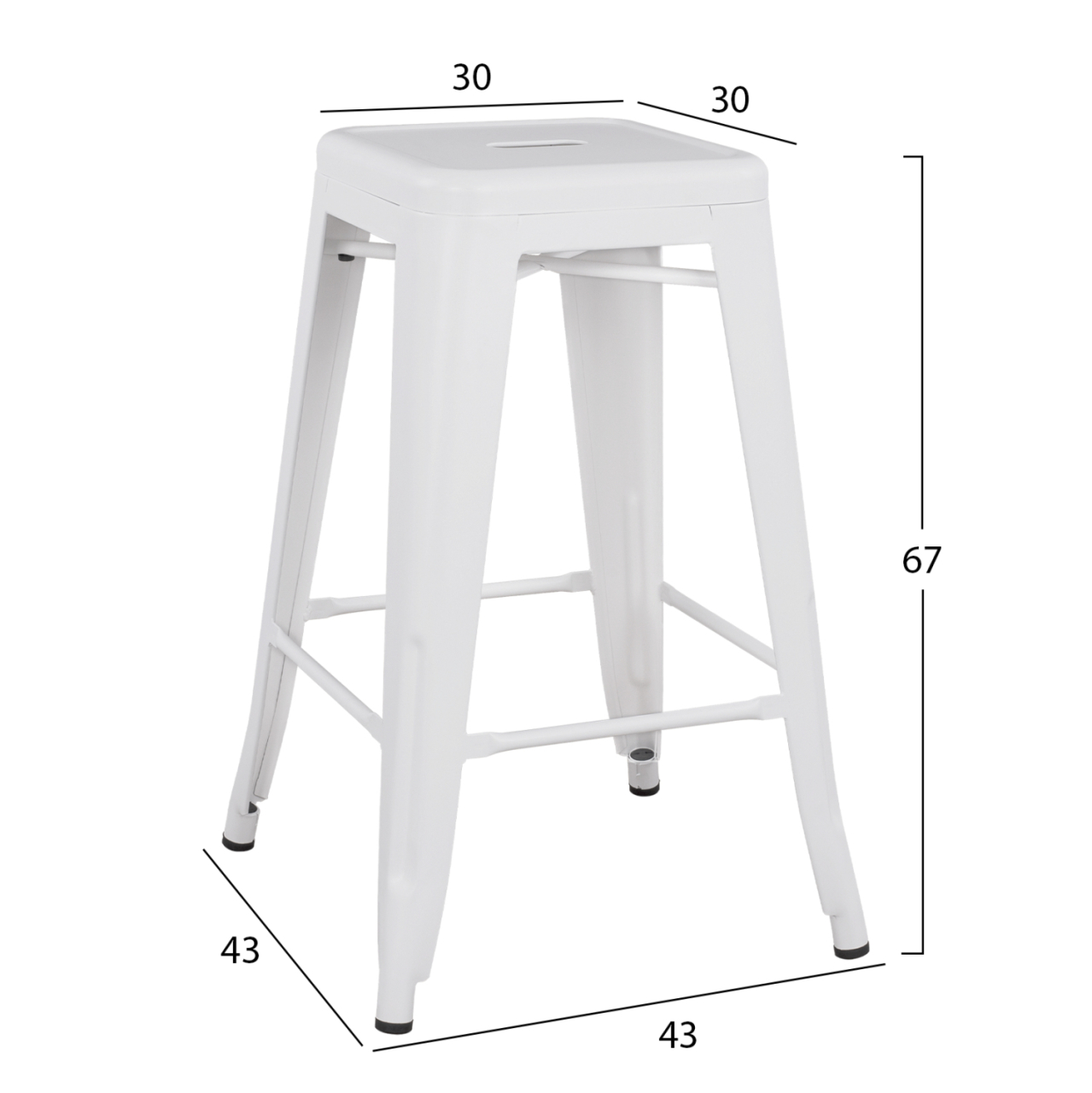 Bar Stool Medium Height Metallic HM8573.21 Melita in White Matte 43x43x67cm [2]