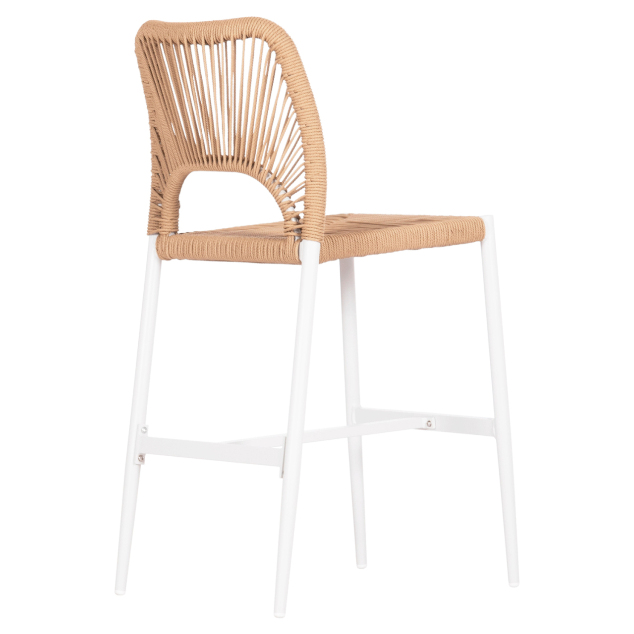 BAR STOOL MEDIUM HEIGHT NOJO HM5920.01 WHITE ALUMINUM--BEIGE SYNTHETIC RATTAN 40x55.5x99Hcm. [5]