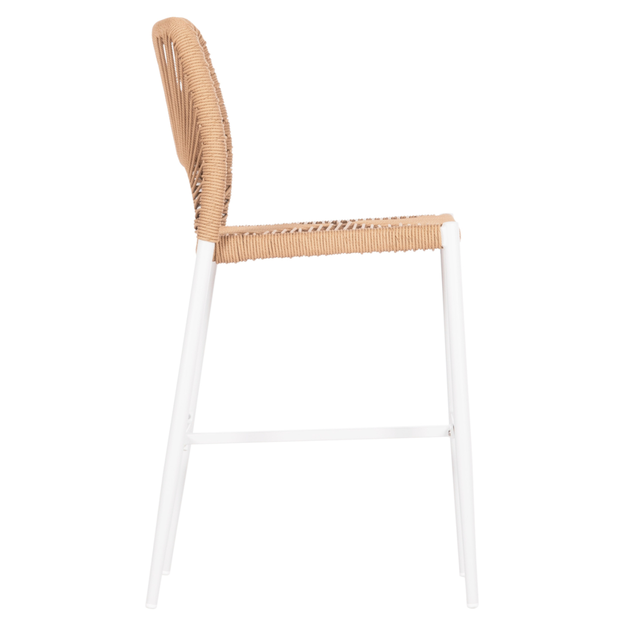 BAR STOOL MEDIUM HEIGHT NOJO HM5920.01 WHITE ALUMINUM--BEIGE SYNTHETIC RATTAN 40x55.5x99Hcm. [4]