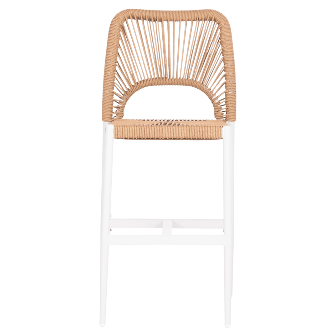 BAR STOOL MEDIUM HEIGHT NOJO HM5920.01 WHITE ALUMINUM--BEIGE SYNTHETIC RATTAN 40x55.5x99Hcm. [3]