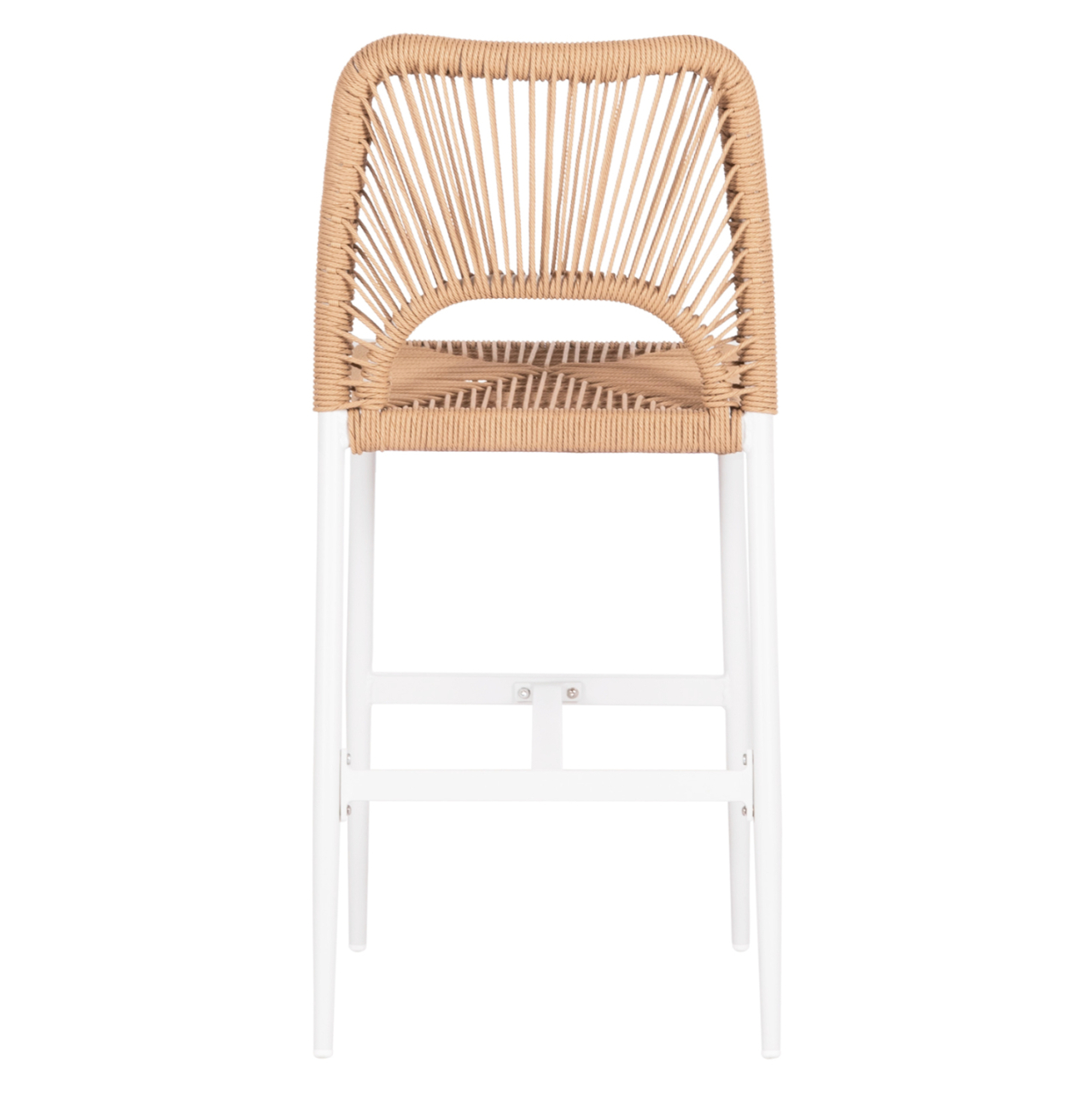 BAR STOOL MEDIUM HEIGHT NOJO HM5920.01 WHITE ALUMINUM--BEIGE SYNTHETIC RATTAN 40x55.5x99Hcm. [6]