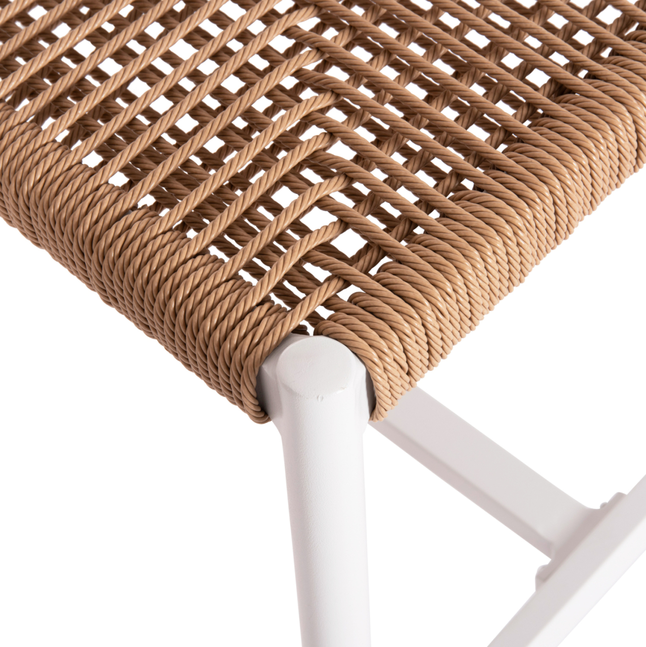 BAR STOOL MEDIUM HEIGHT NOJO HM5920.01 WHITE ALUMINUM--BEIGE SYNTHETIC RATTAN 40x55.5x99Hcm. [9]