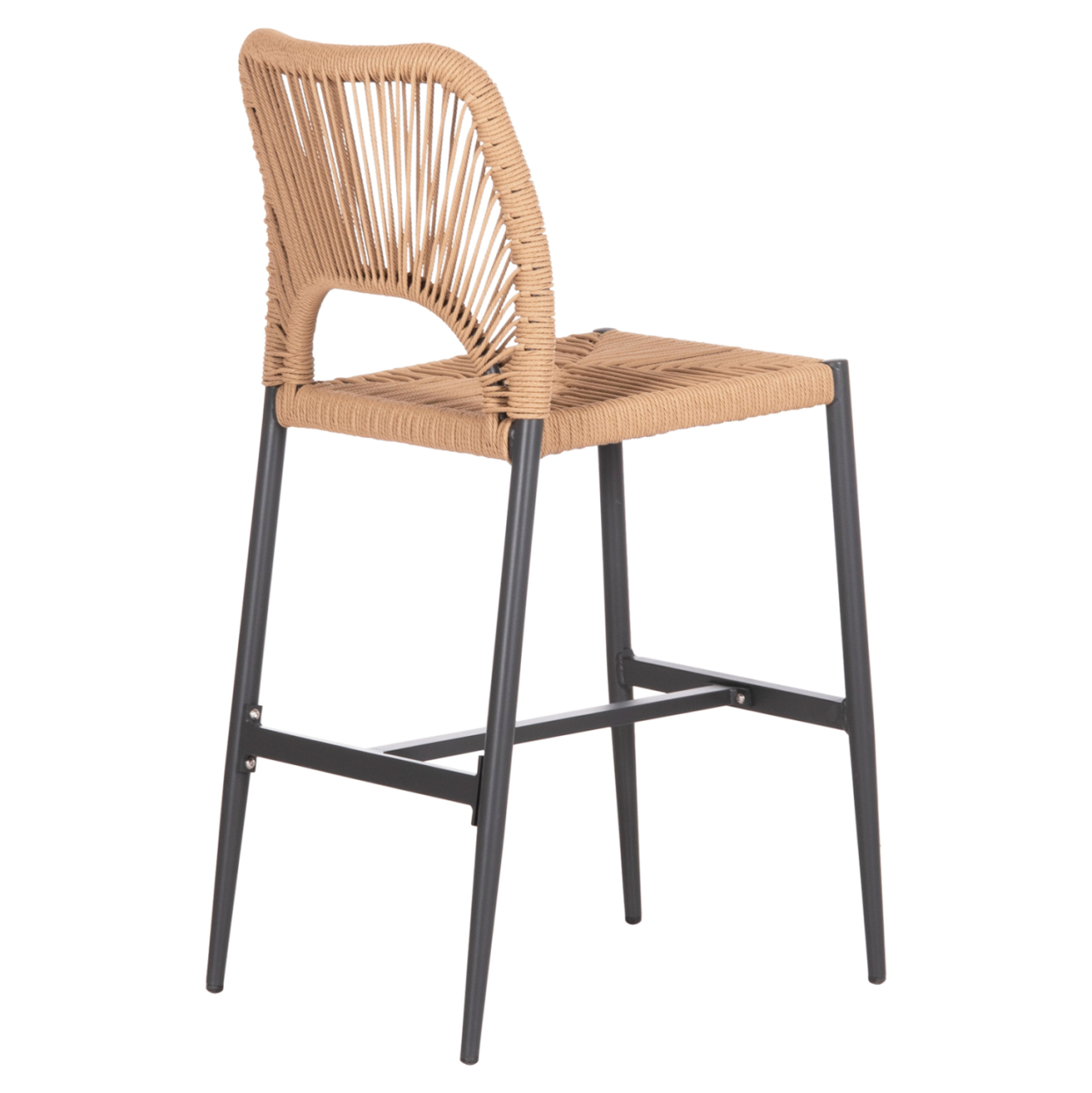 BAR STOOL MEDIUM HEIGHT NOJO HM5920.02 ANTHRACITE ALUMINUM--BEIGE SYNTHETIC RATTAN 40x55.5x99Hcm. [5]