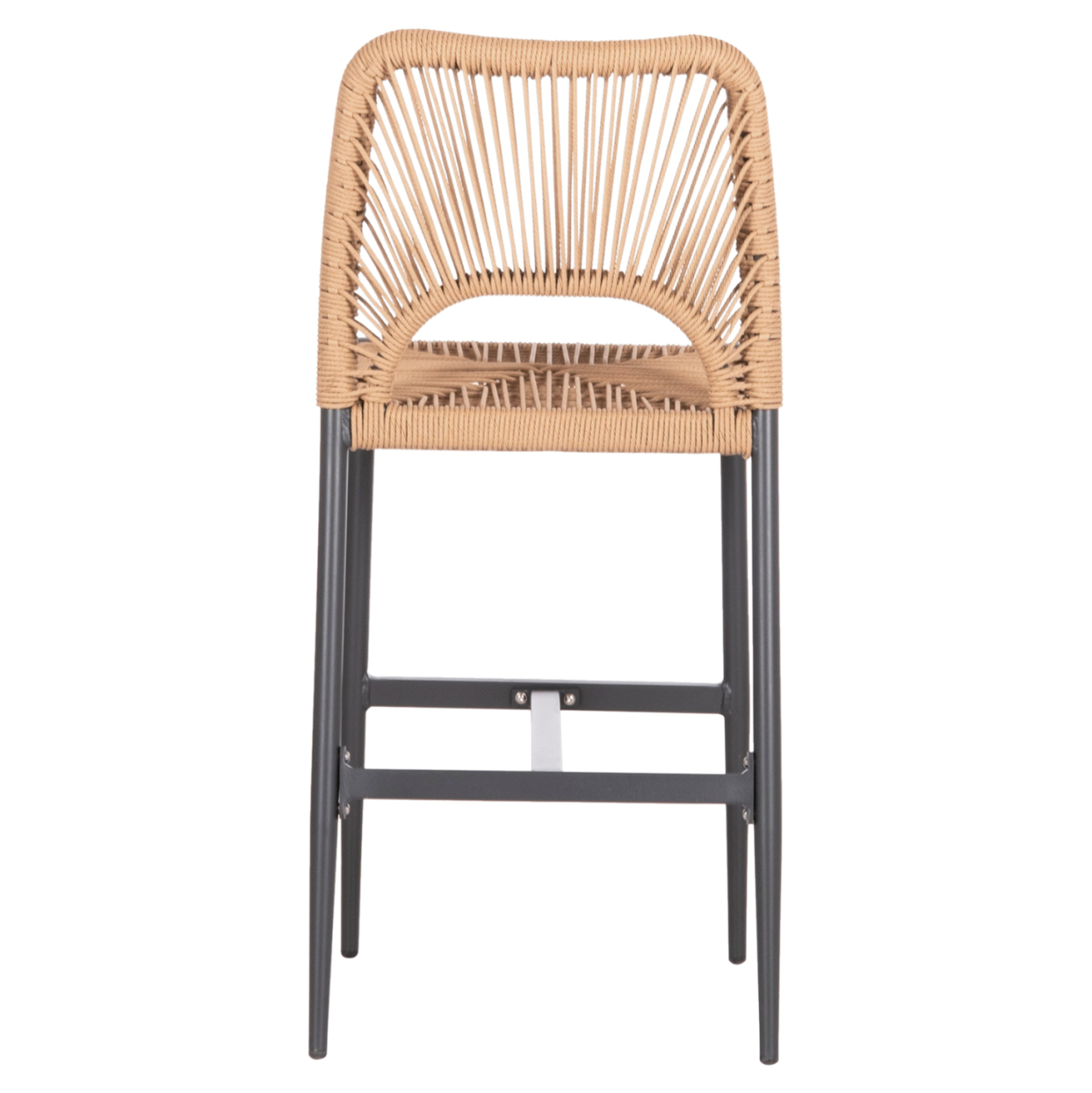 BAR STOOL MEDIUM HEIGHT NOJO HM5920.02 ANTHRACITE ALUMINUM--BEIGE SYNTHETIC RATTAN 40x55.5x99Hcm. [6]