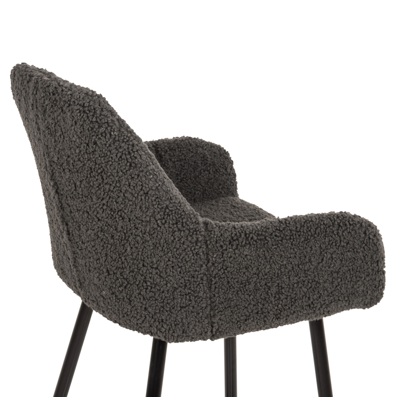BAR STOOL MEDIUM HEIGHT STRIKE HM8592.01 GREY TEDDY FABRIC-BLACK METAL LEGS 50x50x94,5Hcm. [9]