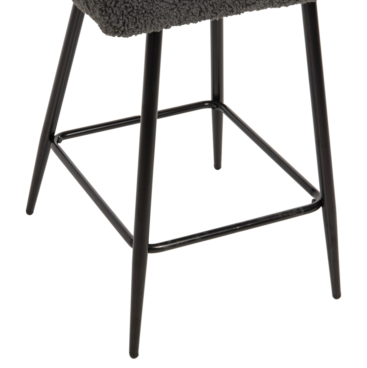 BAR STOOL MEDIUM HEIGHT STRIKE HM8592.01 GREY TEDDY FABRIC-BLACK METAL LEGS 50x50x94,5Hcm. [10]