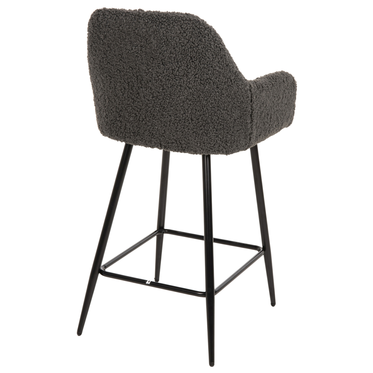 BAR STOOL MEDIUM HEIGHT STRIKE HM8592.01 GREY TEDDY FABRIC-BLACK METAL LEGS 50x50x94,5Hcm. [5]