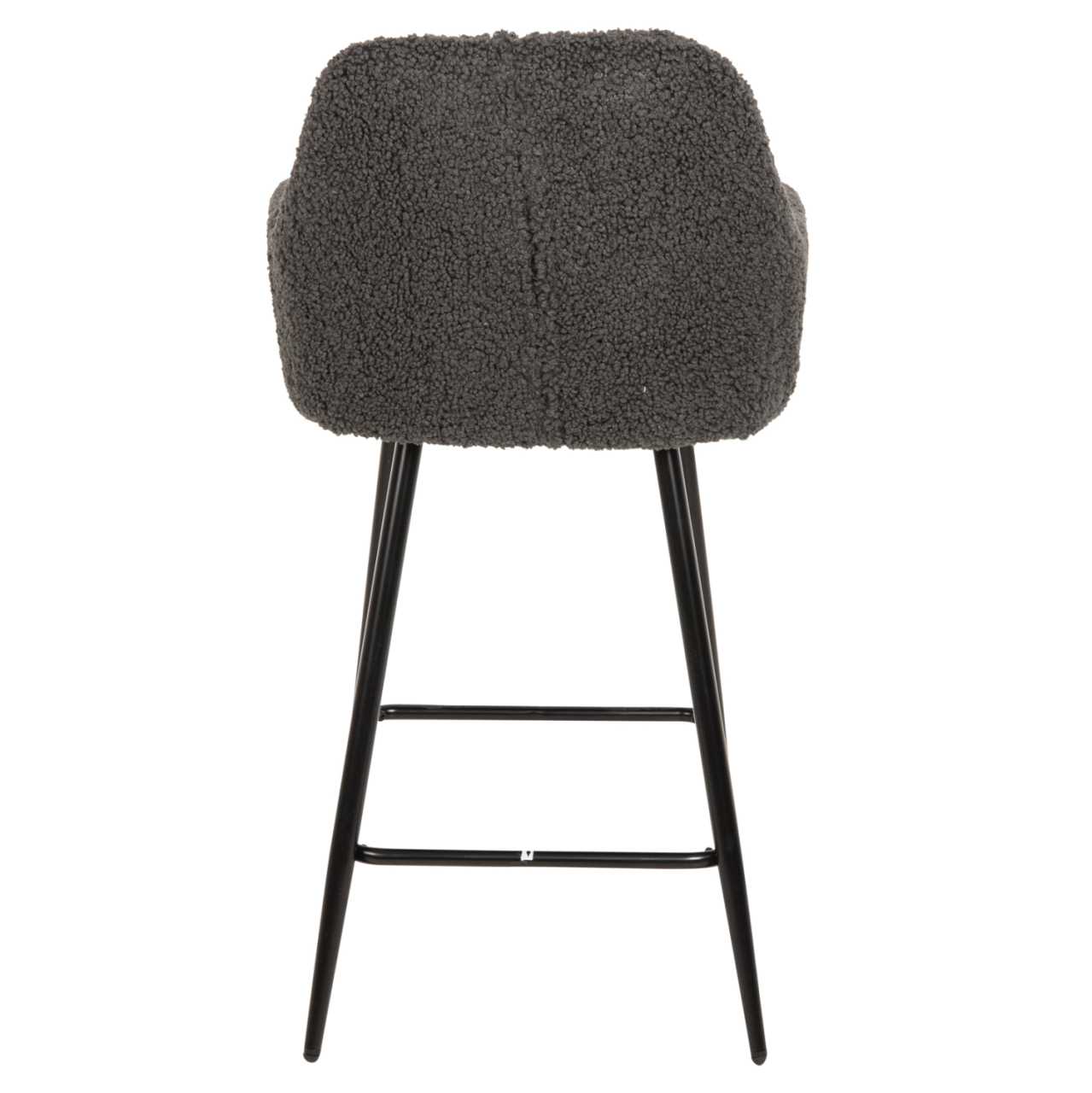 BAR STOOL MEDIUM HEIGHT STRIKE HM8592.01 GREY TEDDY FABRIC-BLACK METAL LEGS 50x50x94,5Hcm. [6]