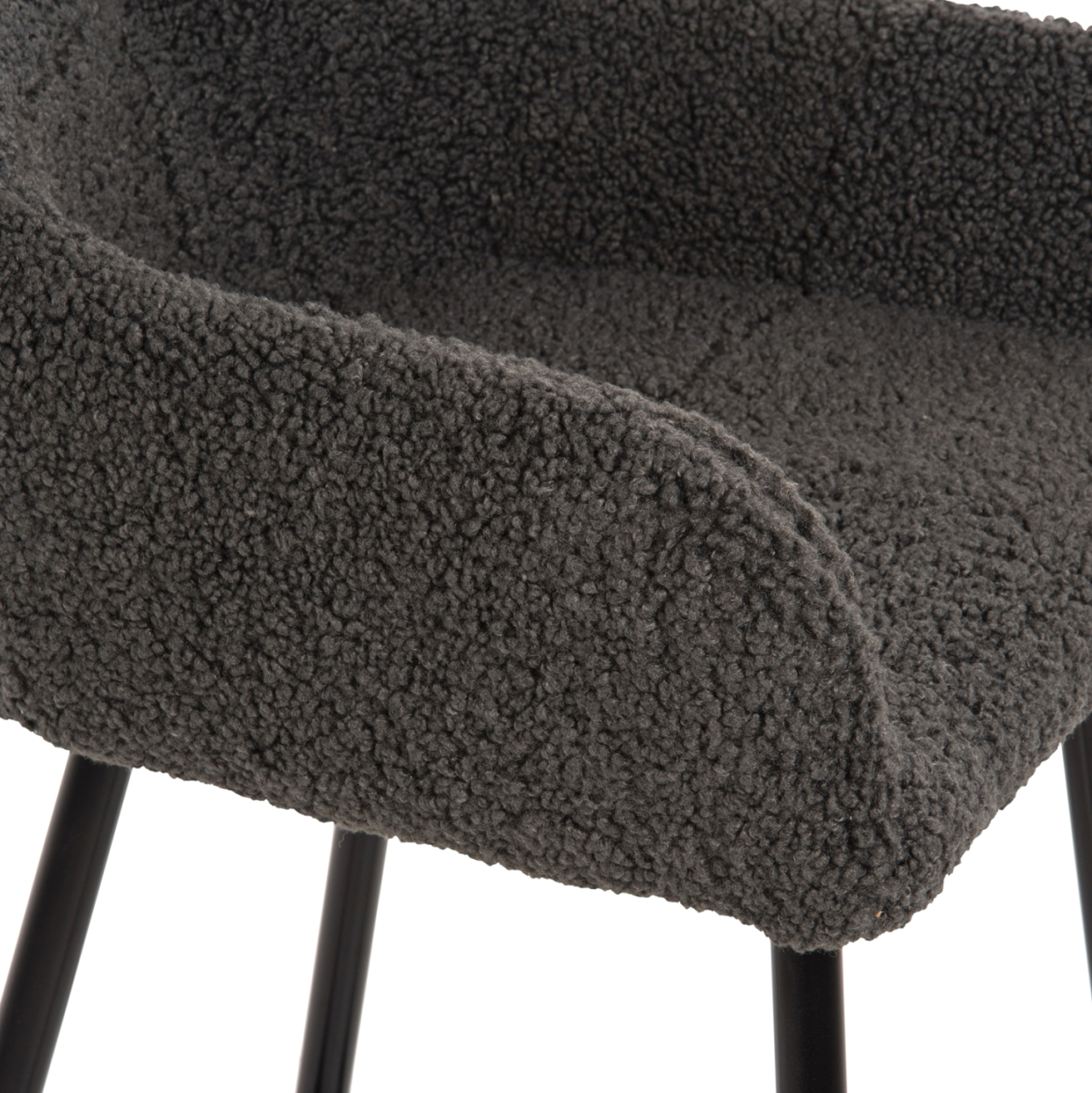 BAR STOOL MEDIUM HEIGHT STRIKE HM8592.01 GREY TEDDY FABRIC-BLACK METAL LEGS 50x50x94,5Hcm. [7]