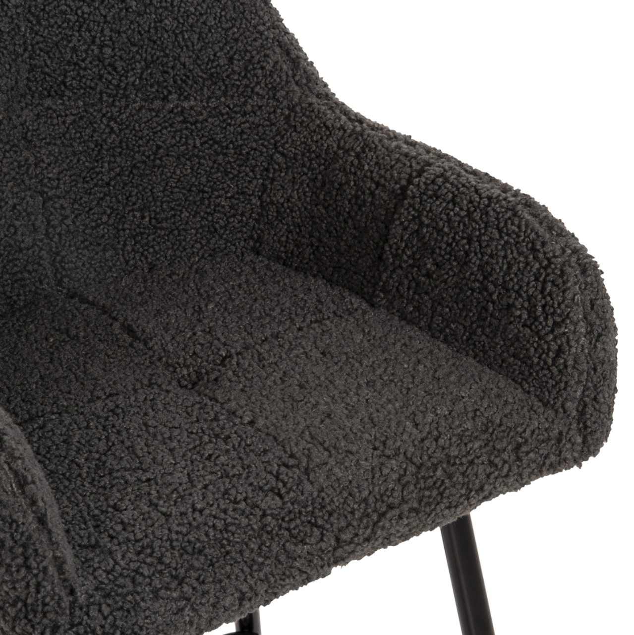 BAR STOOL MEDIUM HEIGHT STRIKE HM8592.01 GREY TEDDY FABRIC-BLACK METAL LEGS 50x50x94,5Hcm. [8]