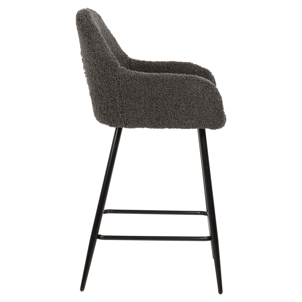 BAR STOOL MEDIUM HEIGHT STRIKE HM8592.01 GREY TEDDY FABRIC-BLACK METAL LEGS 50x50x94,5Hcm. [4]