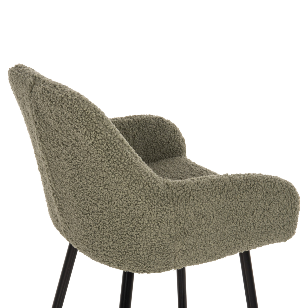 BAR STOOL MEDIUM HEIGHT STRIKE HM8592.03 PISTACHIO GREEN TEDDY FABRIC-BLACK METAL LEGS 50x50x94,5Hcm. [9]