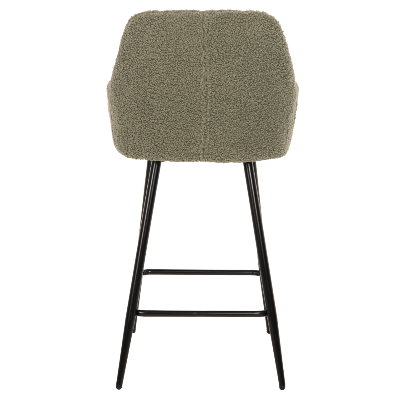 BAR STOOL MEDIUM HEIGHT STRIKE HM8592.03 PISTACHIO GREEN TEDDY FABRIC-BLACK METAL LEGS 50x50x94,5Hcm. [5]
