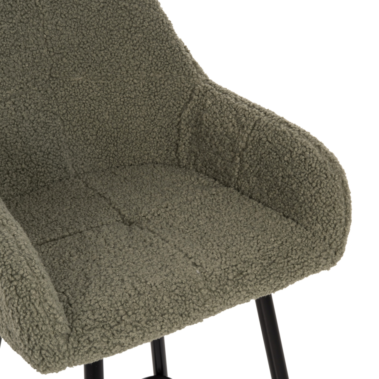 BAR STOOL MEDIUM HEIGHT STRIKE HM8592.03 PISTACHIO GREEN TEDDY FABRIC-BLACK METAL LEGS 50x50x94,5Hcm. [8]