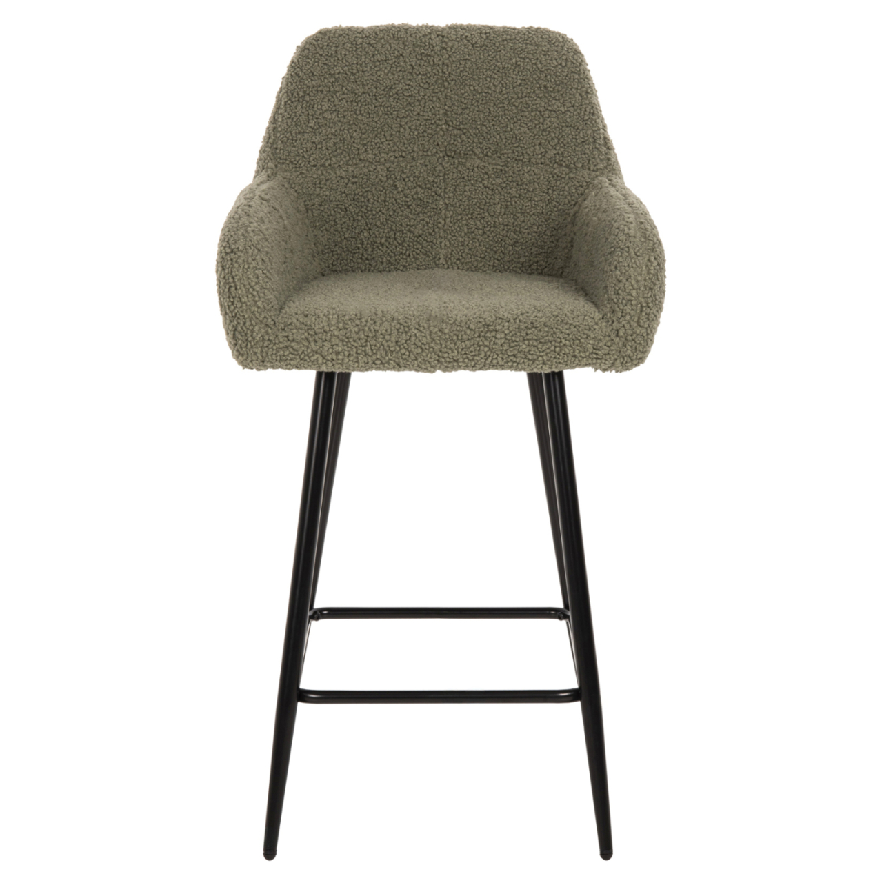 BAR STOOL MEDIUM HEIGHT STRIKE HM8592.03 PISTACHIO GREEN TEDDY FABRIC-BLACK METAL LEGS 50x50x94,5Hcm. [3]
