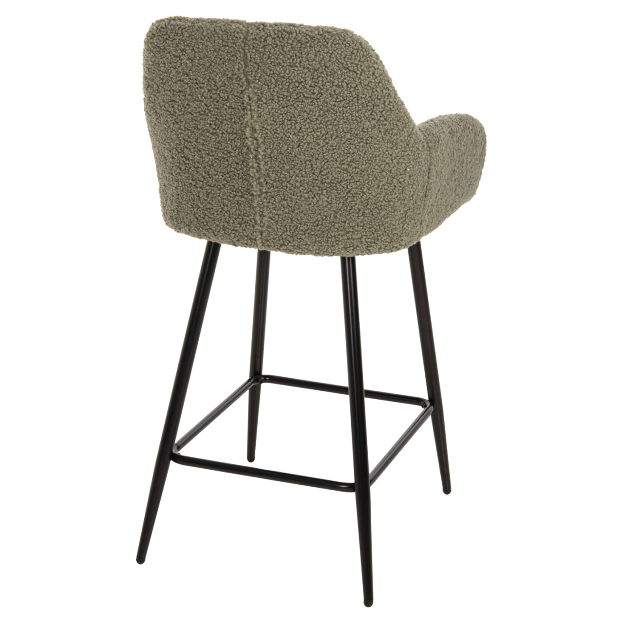 BAR STOOL MEDIUM HEIGHT STRIKE HM8592.03 PISTACHIO GREEN TEDDY FABRIC-BLACK METAL LEGS 50x50x94,5Hcm. [6]
