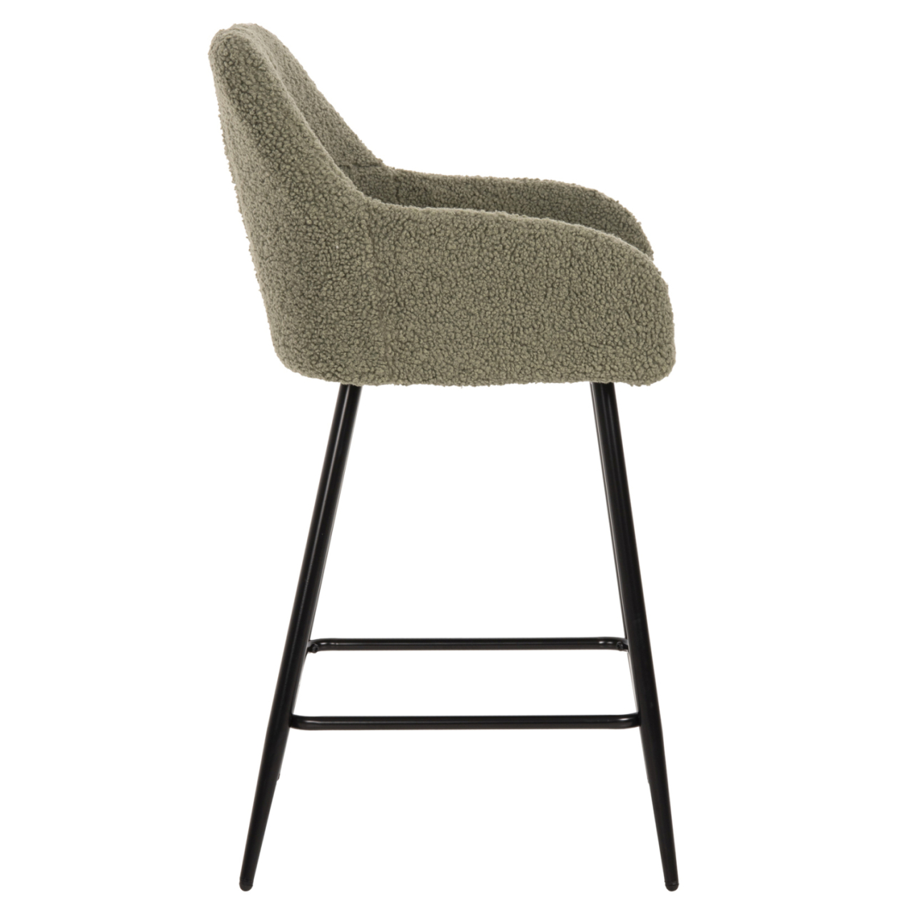 BAR STOOL MEDIUM HEIGHT STRIKE HM8592.03 PISTACHIO GREEN TEDDY FABRIC-BLACK METAL LEGS 50x50x94,5Hcm. [4]