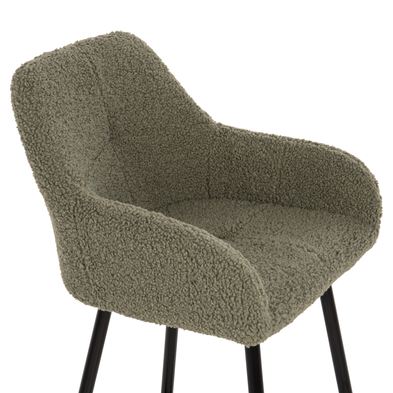 BAR STOOL MEDIUM HEIGHT STRIKE HM8592.03 PISTACHIO GREEN TEDDY FABRIC-BLACK METAL LEGS 50x50x94,5Hcm. [7]