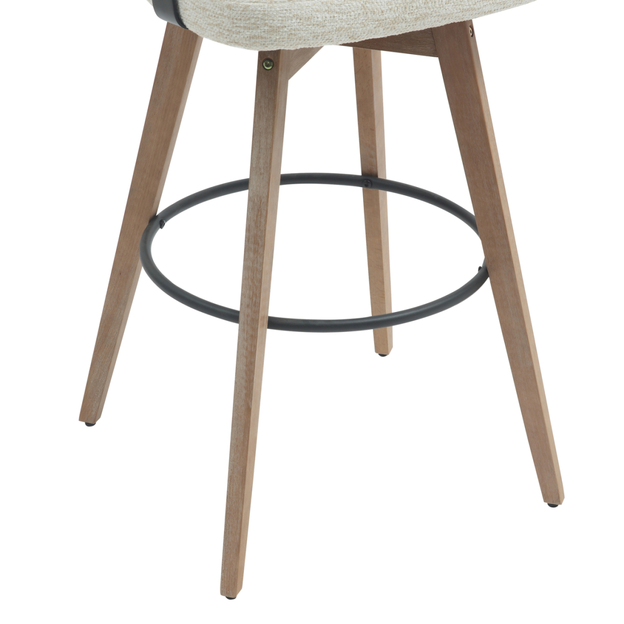 BAR STOOL MEDIUM HEIGHT SWIVEL LANI HM9988.01 BEECH WOOD LEGS-PLYWOOD BACK-ECRU FABRIC SEAT 55x55x97Hcm. [9]