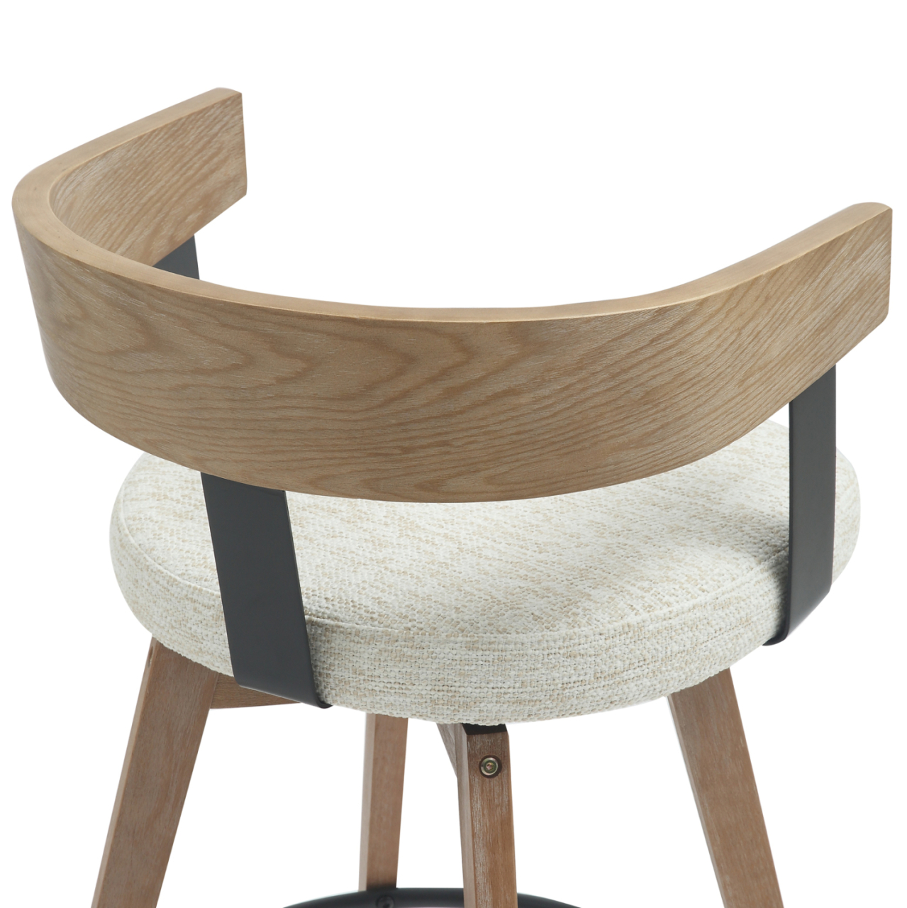 BAR STOOL MEDIUM HEIGHT SWIVEL LANI HM9988.01 BEECH WOOD LEGS-PLYWOOD BACK-ECRU FABRIC SEAT 55x55x97Hcm. [8]