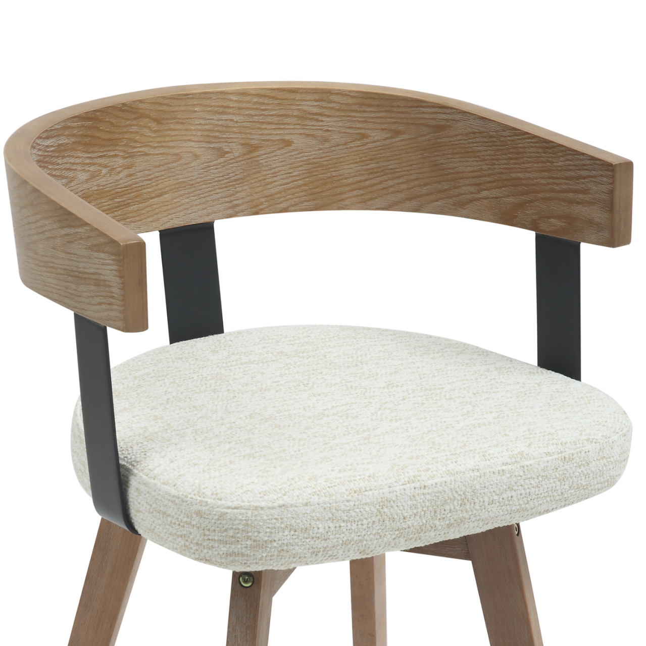 BAR STOOL MEDIUM HEIGHT SWIVEL LANI HM9988.01 BEECH WOOD LEGS-PLYWOOD BACK-ECRU FABRIC SEAT 55x55x97Hcm. [7]