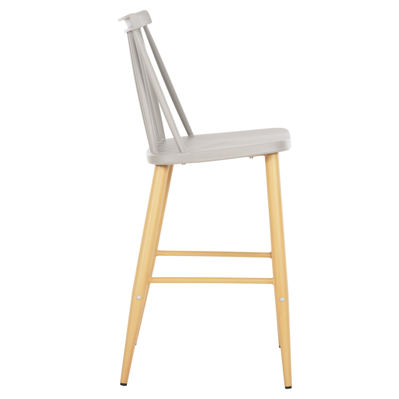 BAR STOOL MEDIUM HEIGHT VANESSA HM9300.10 GREY POLYPROPYLENE and METAL IN NATURAL WOOD 45x48x96Hcm. [4]