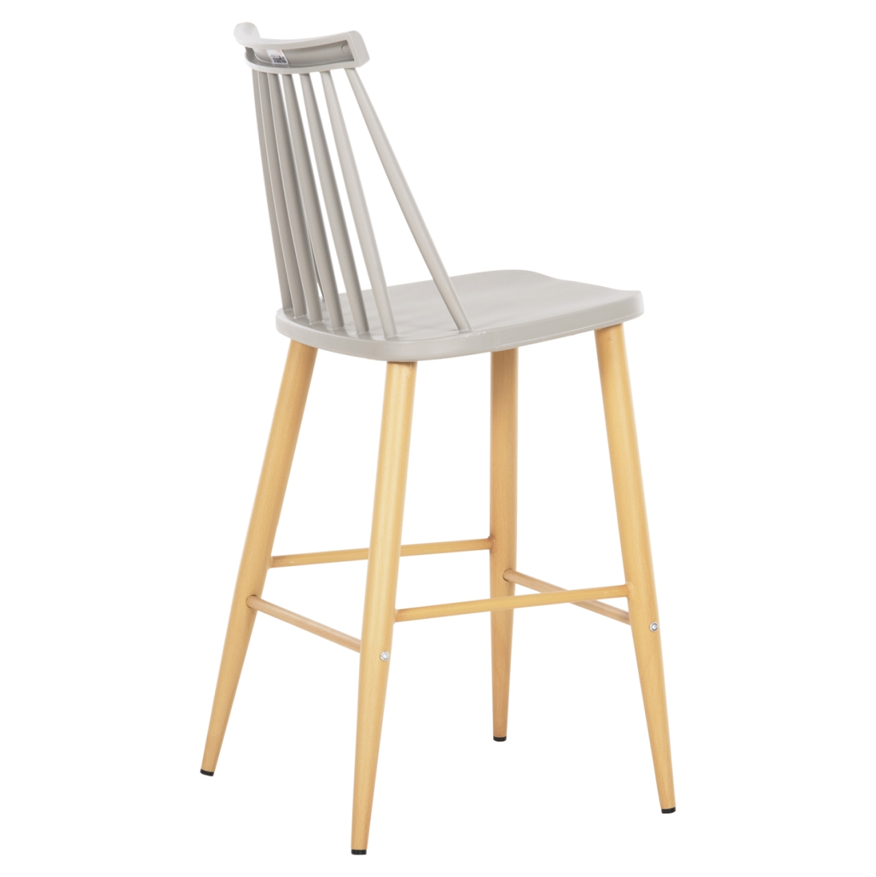 BAR STOOL MEDIUM HEIGHT VANESSA HM9300.10 GREY POLYPROPYLENE and METAL IN NATURAL WOOD 45x48x96Hcm. [5]