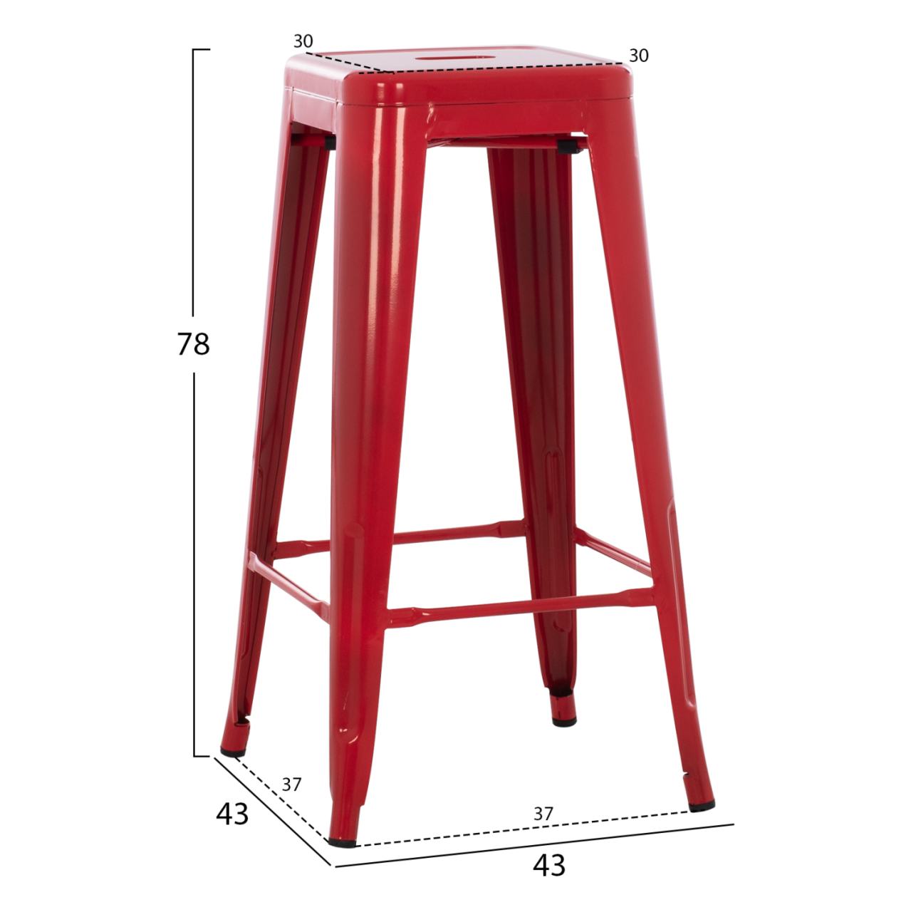 BAR STOOL MELITA-PRO HM8642.44 METAL IN RED 43x43x78Hcm. [2]