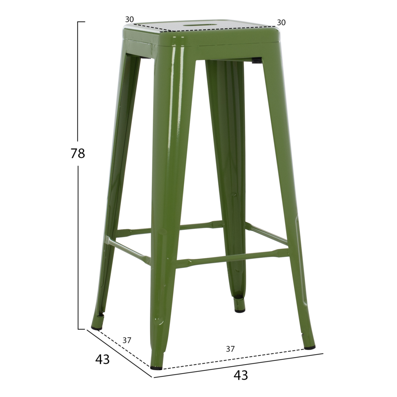 BAR STOOL MELITA-PRO HM8642.53 METAL IN LIGHT OLIVE GREEN 43x43x78Hcm. [2]