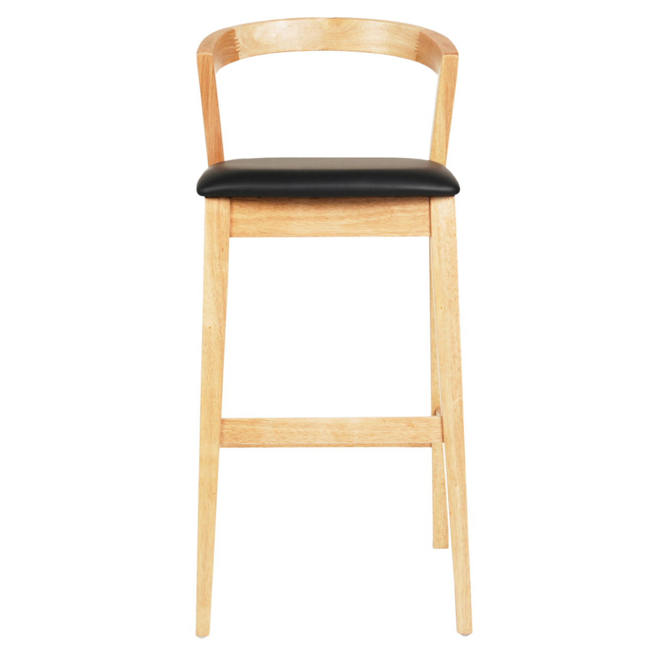 BAR STOOL NAMI HM9952.01 RUBBERWOOD IN OAK-BLACK PU 47,5x59x102,5Hcm. [3]