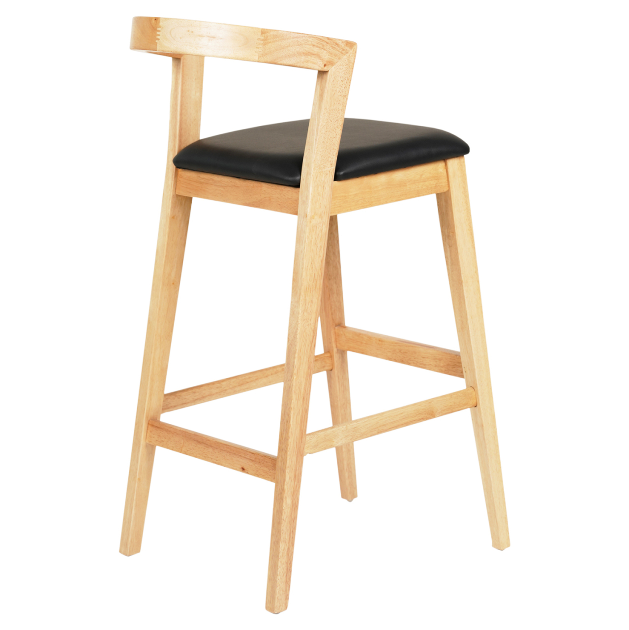 BAR STOOL NAMI HM9952.01 RUBBERWOOD IN OAK-BLACK PU 47,5x59x102,5Hcm. [4]