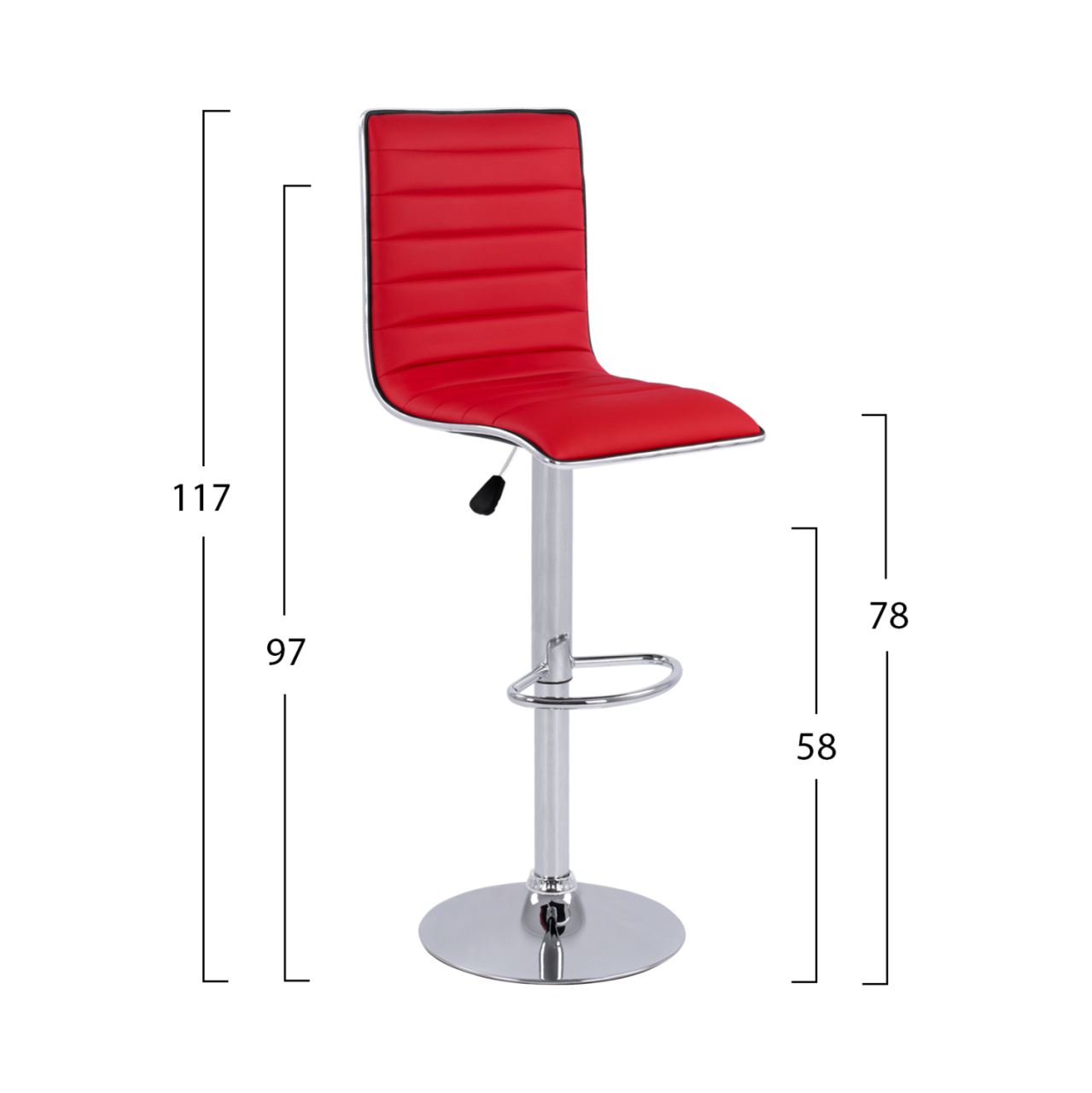 Bar Stool Nexus with gas lift and red PU HM209.04 40x47.5x115cm [2]