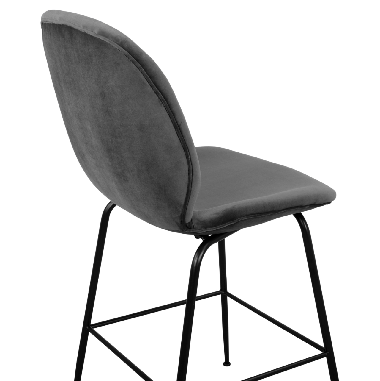 Bar Stool Nora Velvet Grey and Black metallic frame HM8524.01 48x61x103 cm [8]
